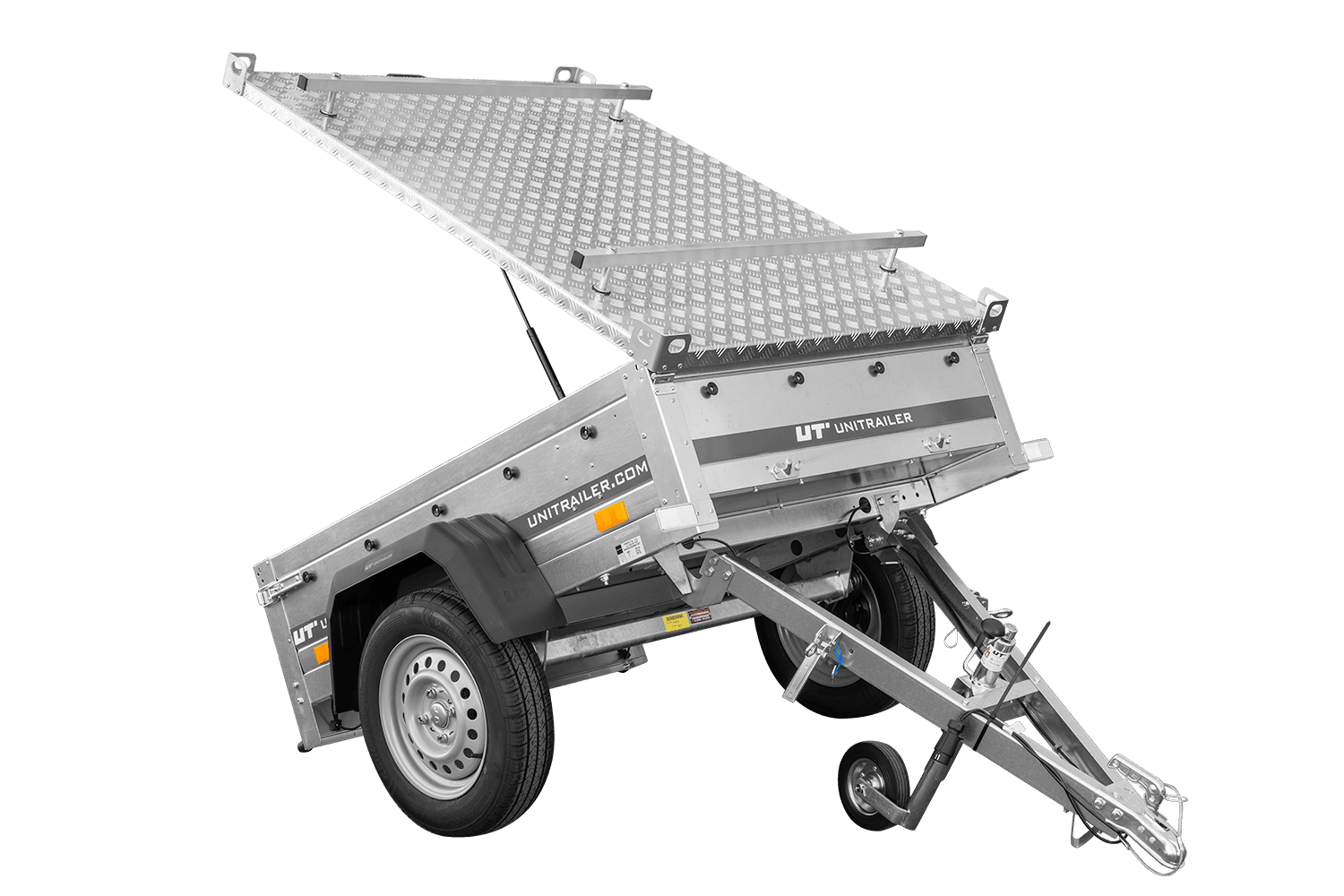 Remorque simple essieu UNITRAILER Garden Trailer 150 KIPP 150x106 capot aluminium – image 1